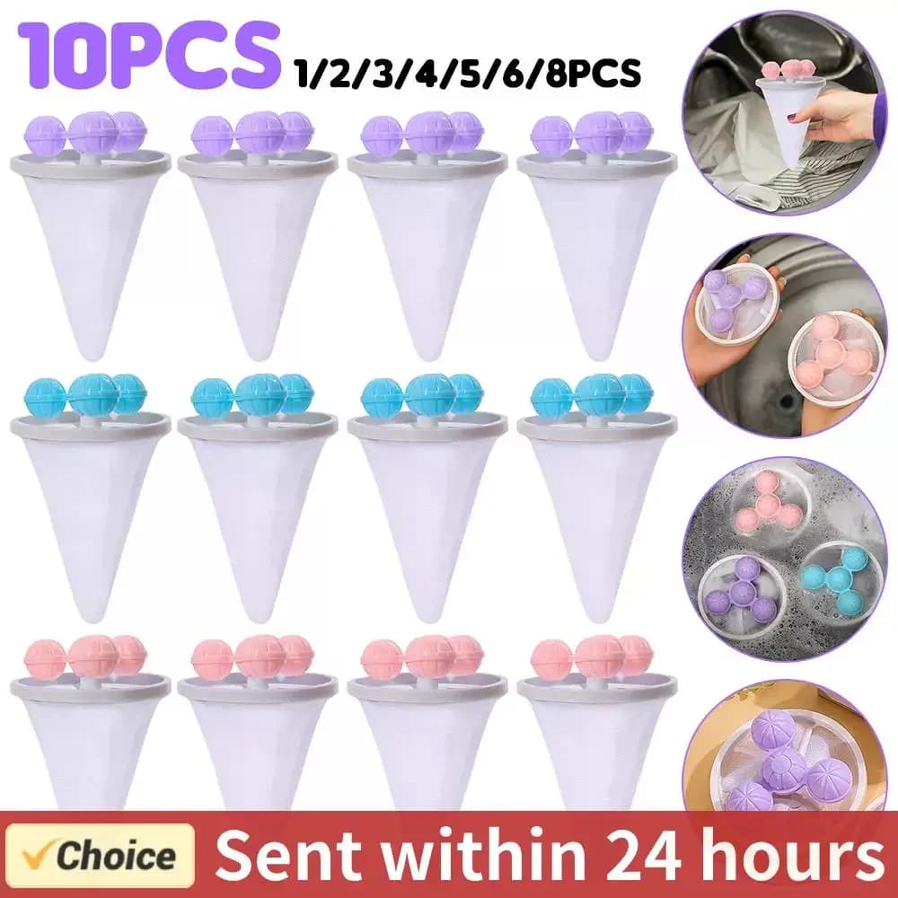 1-10PCS Washing Machine Filter Floating Network Fluid Filter Net Bag Reusable Pet Hair Catcher Remover Laundry Cleaning Tool