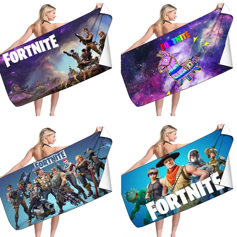 Asciugamani da spiaggia Fortnite Asciugamano da bagno in microfibra Ragazzo Ragazza Morbido Indossabile Cartoon Costume da bagno Beach Spa Accappatoio Lavaggio Abbigliamento Asciugatura rapida