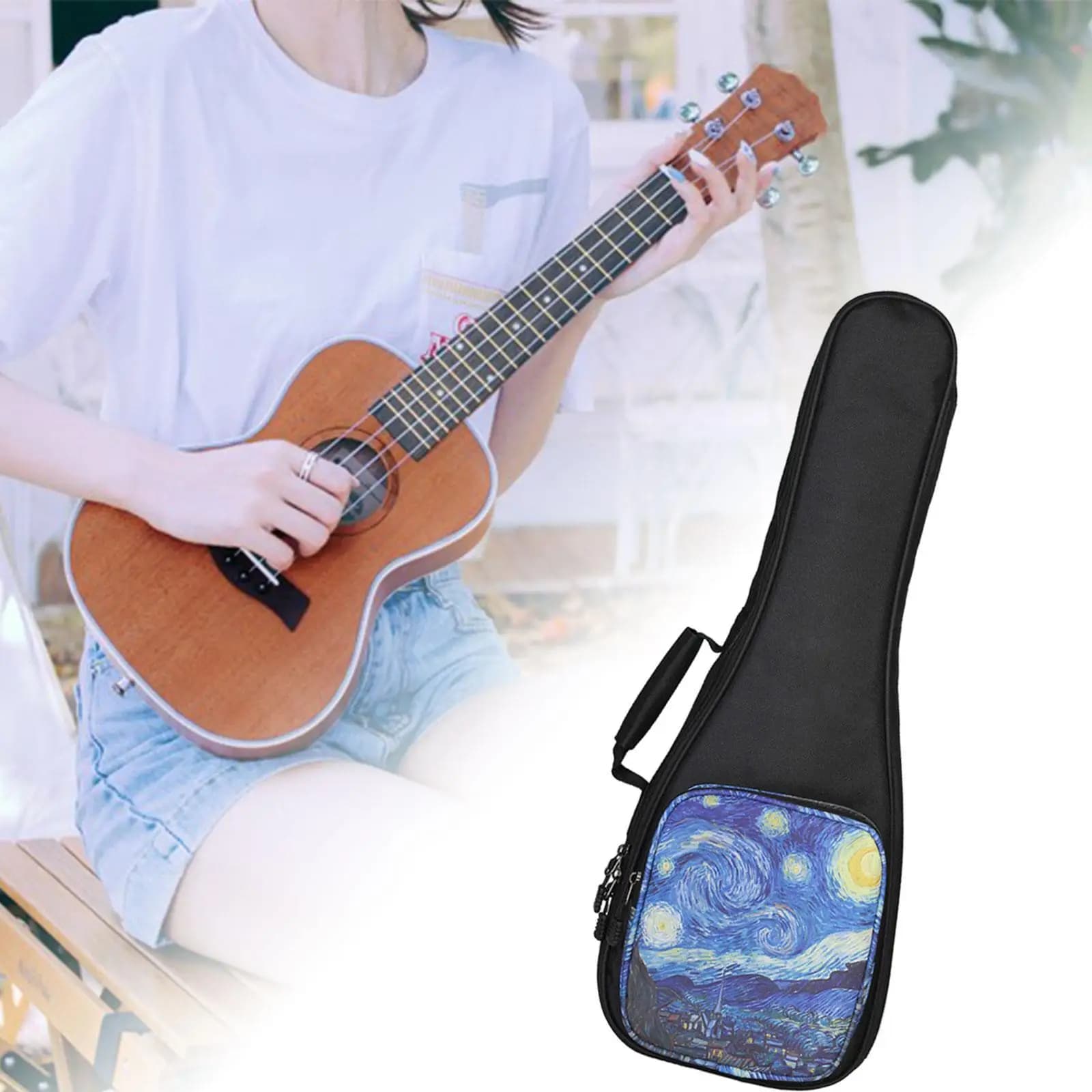 Custodia per Ukulele da 30 pollici con imbottitura in spugna, borsa morbida e leggera per Ukulele, ideale per il campeggio