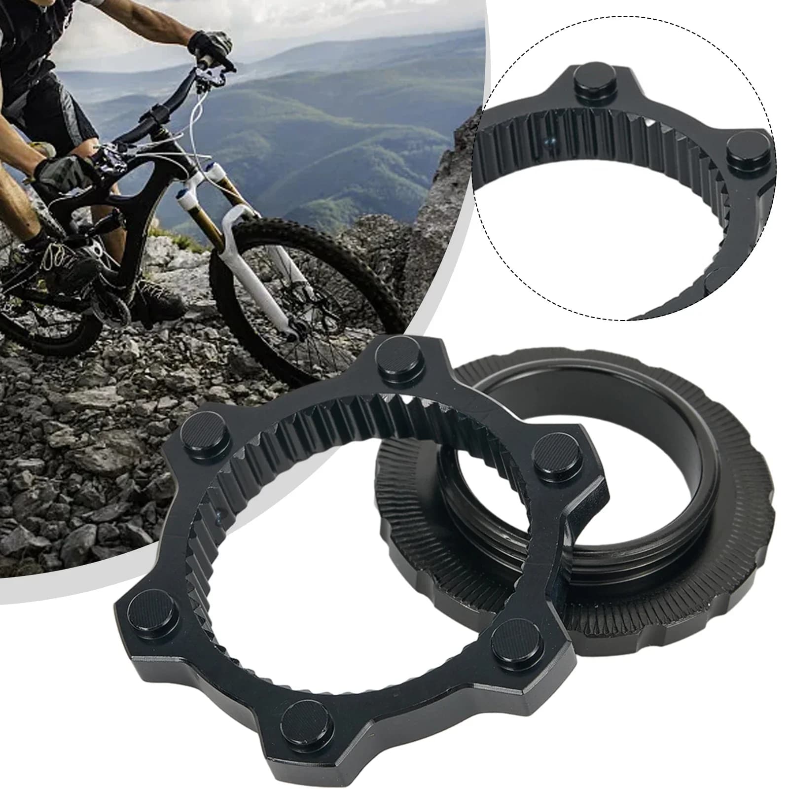 Blocco centrale per biciclette per rotori dei freni a 6 bulloni Adattatore per tappo Centerlock per rotore del freno Adattatore per rotore del freno a disco per mozzo bici Parti ciclistiche