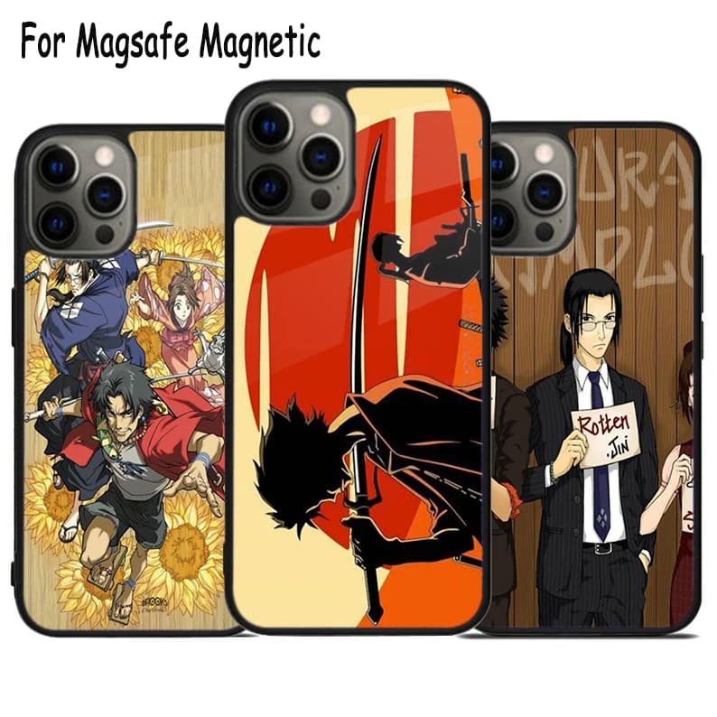 Anime Samurai Champloo Custodia per telefono con ricarica wireless per iPhone 17 Air 15 16 16e 14 13 11 12 Pro Max Plus Magsafe Cover magnetica