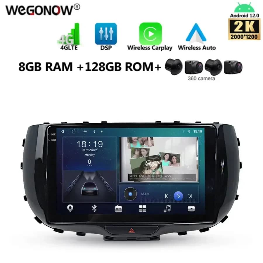 2000*1200 360 Macchina Fotografica Carplay Auto 8G + 128G Android 13.0 Lettore DVD Per Auto GPS WIFI Bluetooth Radio Per Kia Soul SK3 2019 2020 2021