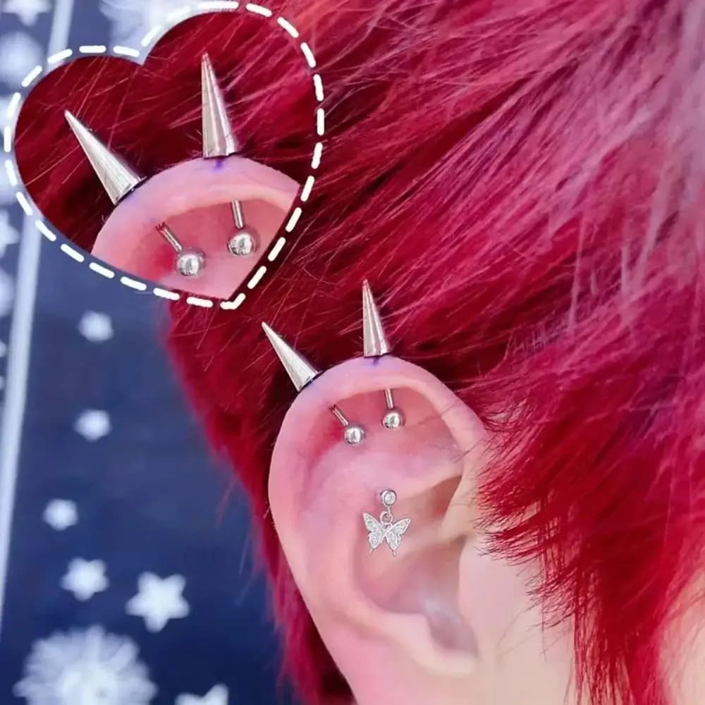 Y2K 2 pz/lotto in acciaio inox Spike Helix Piercing orecchino Devil Ear stack cartilagine stile Punk monili penetranti del corpo