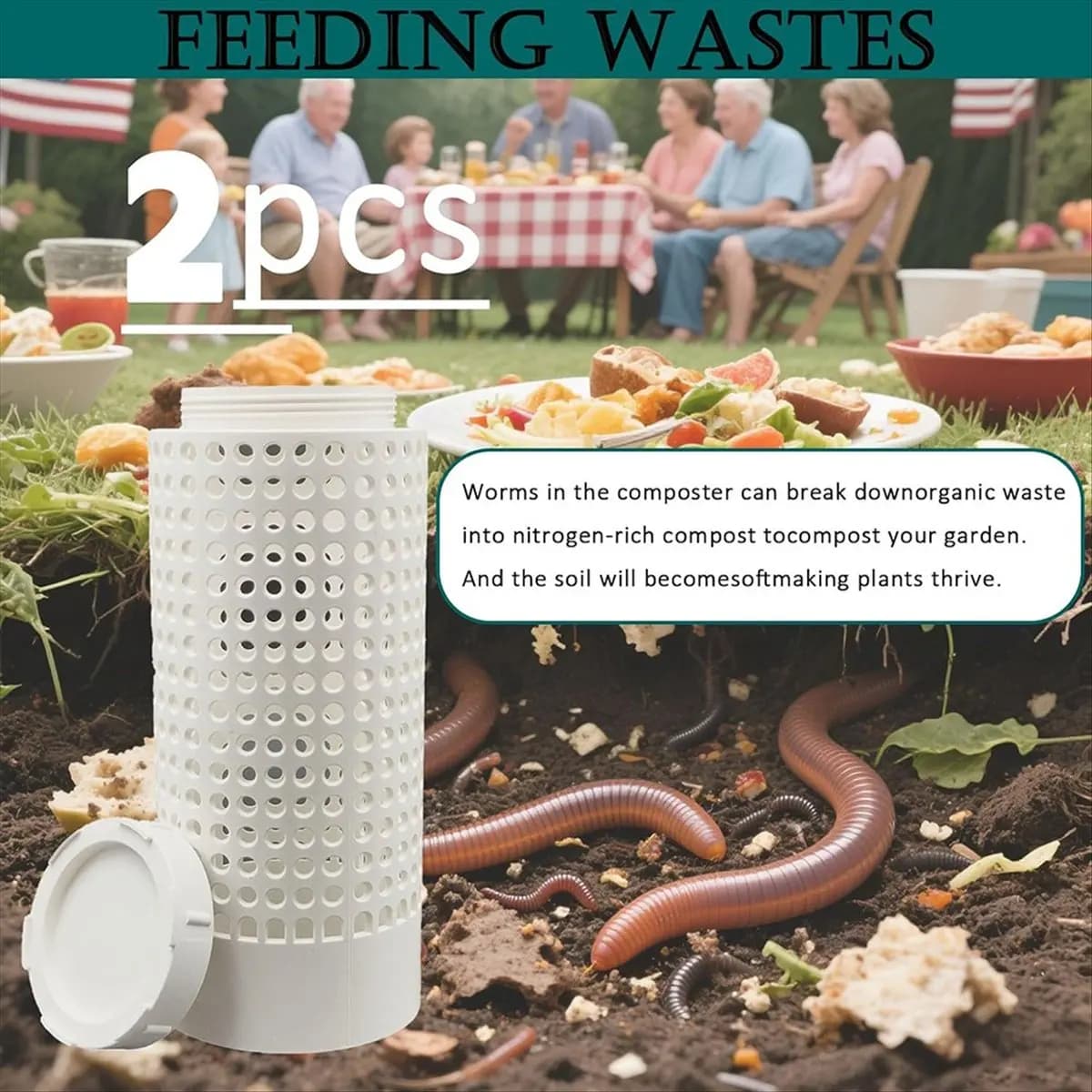 KSOL 2 Pezzi Composter da Esterno, Kit Composter Interrabile per Vermicompostaggio, Composter per Orti Rialzati, Composter per Giardino