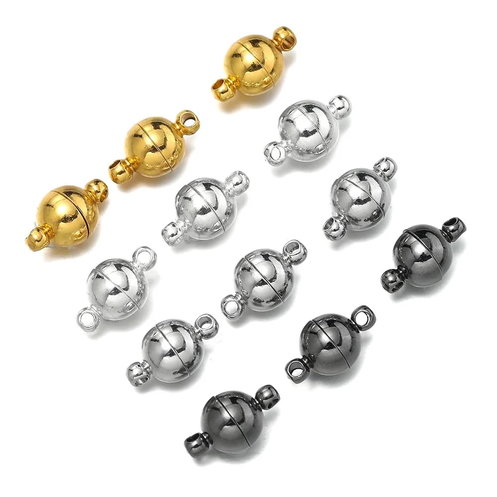 10pair/Lot 6/8/10mm Round Magnetic Connectors Clasps Magnet Charms End Cap for DIY Jewelry Making Couple Bracelet Necklace