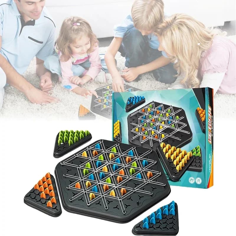 1/2/4PCS Classico Puzzle Gioco Da Tavolo Catena di Scacchi Triangolo Scacchi Elastico Multigiocatore Battaglia Gioco di Scacchi Educativi per I Bambini