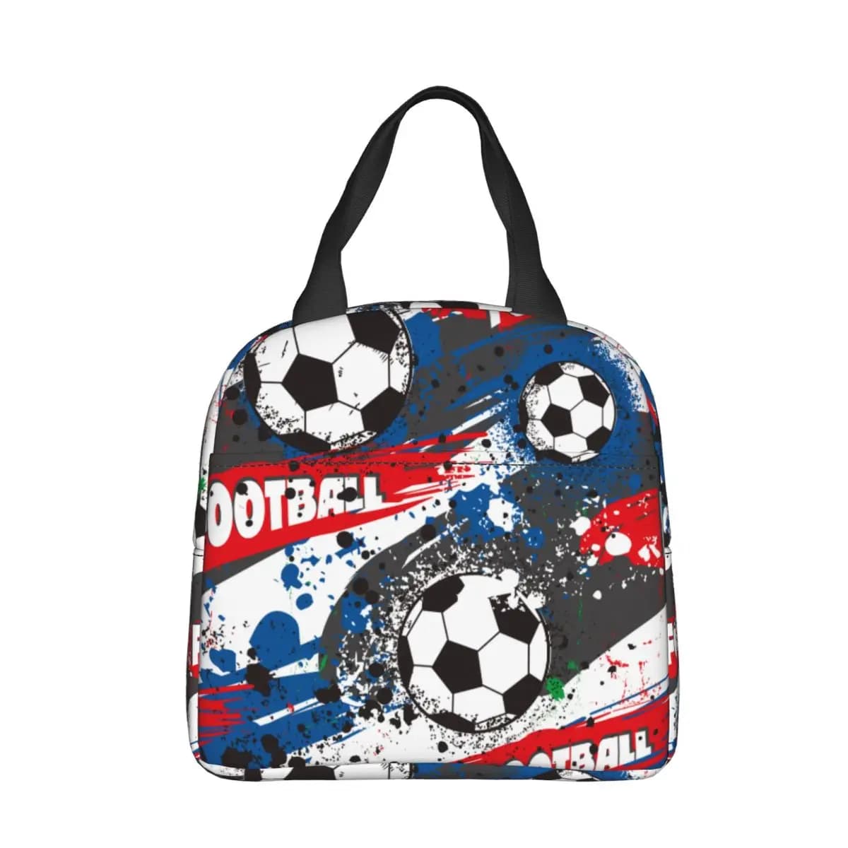 Cartoon Soccer Ball Football Borse per il pranzo isolate Contenitore per il pranzo portatile Borsa termica Tote Lunch Box Borsa per alimenti da viaggio per ufficio