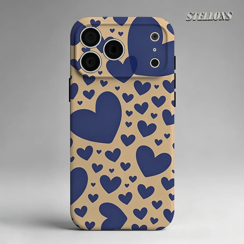 Custodia per telefono Blue HeartS magnetica per iPhone 17 16 15 14 13 Pro Max Plus, custodia robusta a strato singolo/doppio