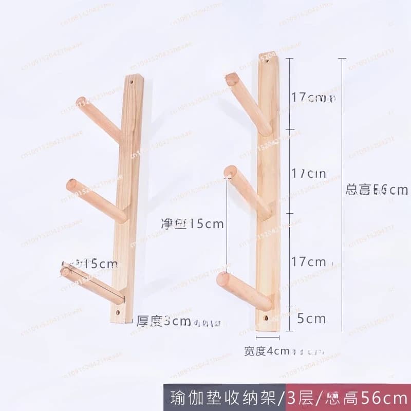 Suitable for solid wood yoga mat, foam massage roller, wall shelf, wooden organizer stand mounted to store objects in studio Pilates