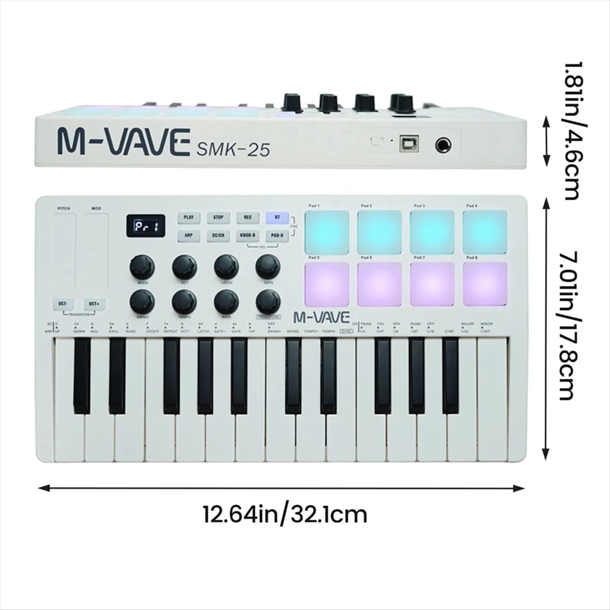 Controller per tastiera MIDI ABST a 25 tasti Composizione portatile intelligente Controller per flauto musicale elettronico adatto