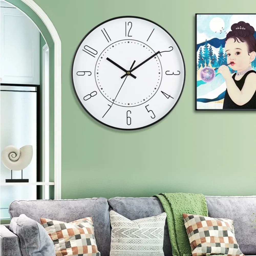Creative plastic wall clock, elegant and silent, decorative, round, with staircase, for office