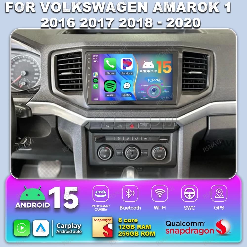 Autoradio Android 15 Autoradio Per Volkswagen Amarok 1 2016 2017 2018 2019 - 2020 Sistemi Qualcomm IPS Wireless 5G WIFI DVD DSP