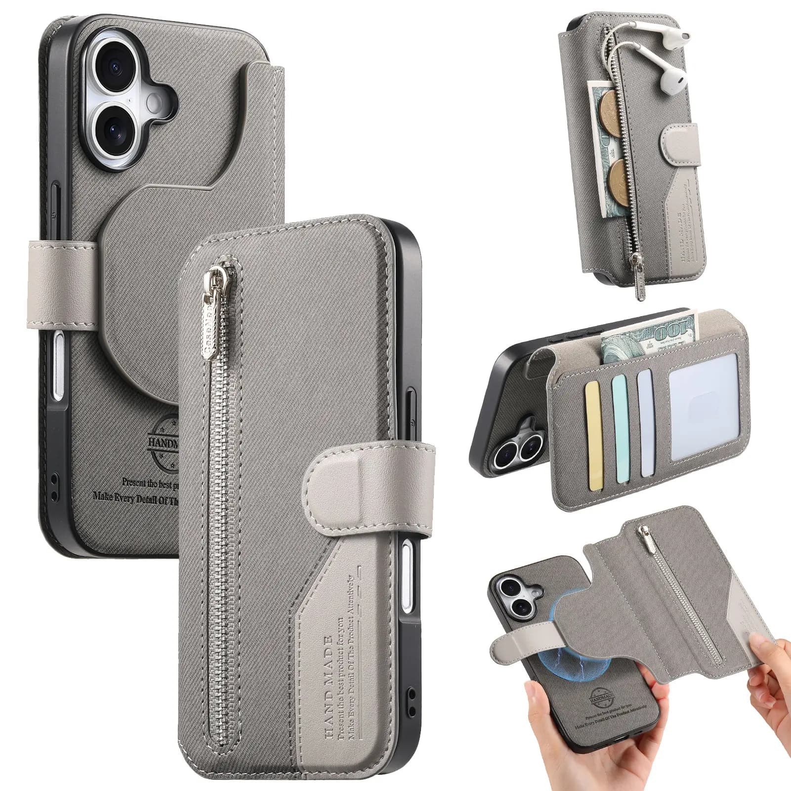Per Magsafe Custodia Flip per Xiaomi Poco X7 Pro RFID Ricarica Wireless In Pelle 2 Carte Portafoglio Rimovibile Funda Per Xiaomi 15 Pro
