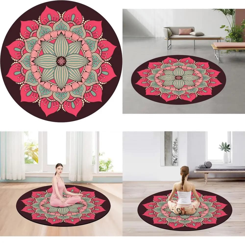 Oversize anti-slip rubber suede yoga mat, diameter 140 cm, ideal for home and outdoor exercises, meditation and workouts