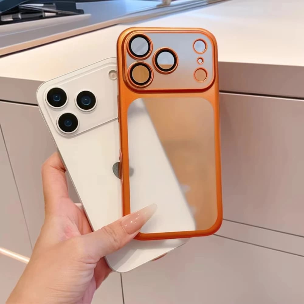 Luxury matt phone case for iPhone 17 Pro Air 17 16 15 14 13 12 11 Pro Max with lens protection and metal color frame