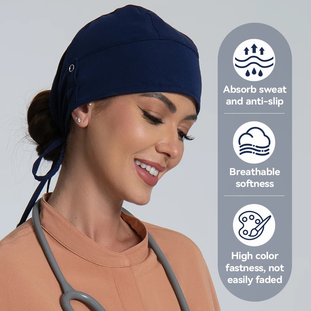 KUNGFU SCRUBS Cappello chirurgico morbido, berretto da infermiera, berretto assorbente il sudore con elastico, cappello da lavoro per infermieri, sia per uomo che per donna