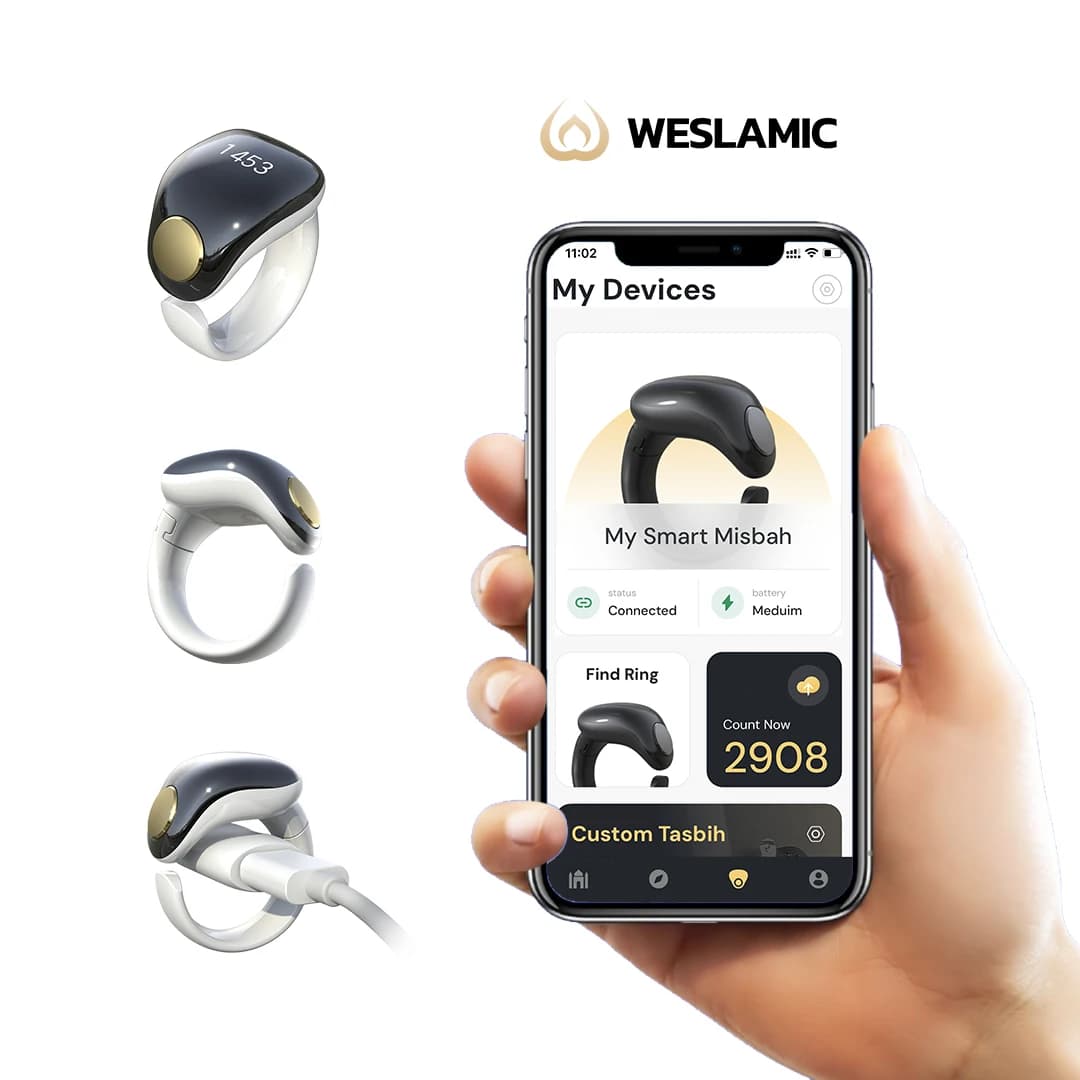 Zikr Smart Ring Adjustable Ring Counter Support Digital Counter Prayer Reminder Finger Counter Zikr Ring