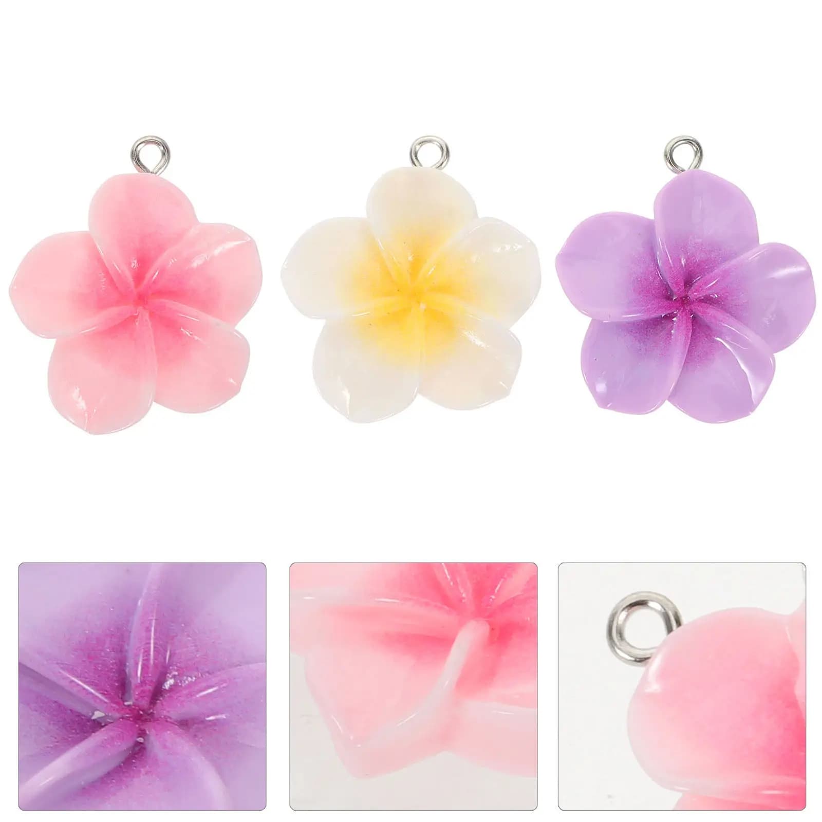60 Pezzi Ciondoli in Resina a Forma di Plumeria, Leggeri Charm Floreali Tropicali per Creazione Gioielli Fai da Te, Collane, Bracciali, Orecchini, Portachiavi