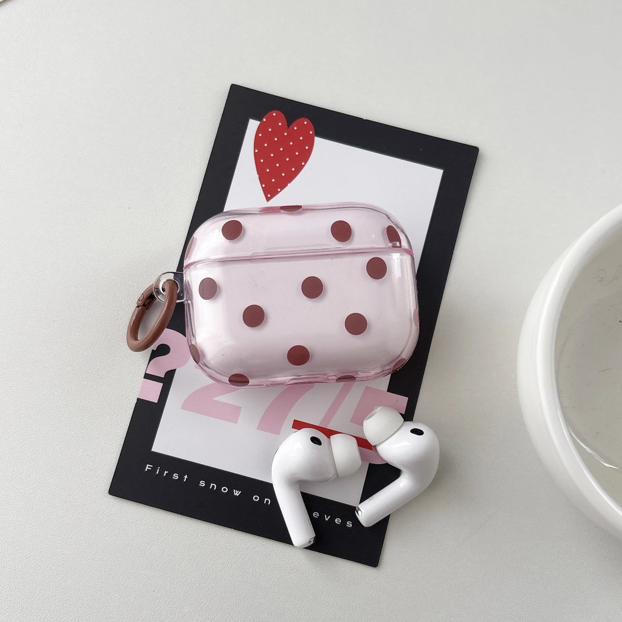Simple Sweet Brown Polka Dot Pattern Transparent Purple Protective Earphone Case Cover Case For AirPods 1 2 3 4 Pro Pro2 Pro3