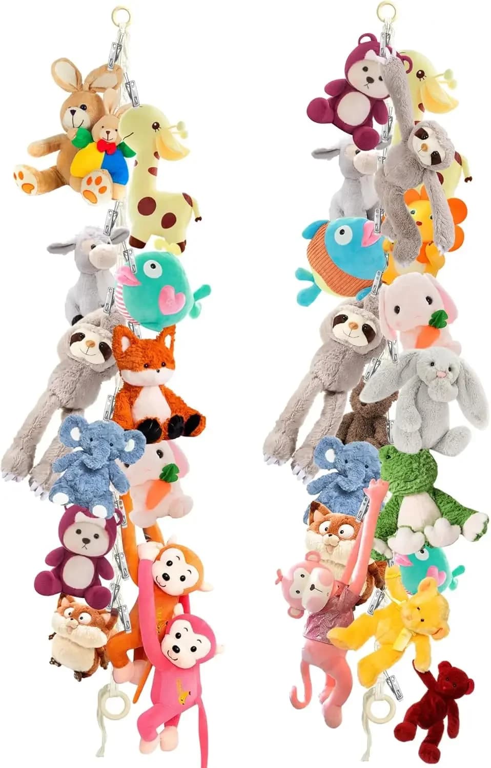 Amaca Boho per Peluche con 40 Clip in Metallo, Organizzatore Sospeso per Esposizione a Parete in Camera da Letto