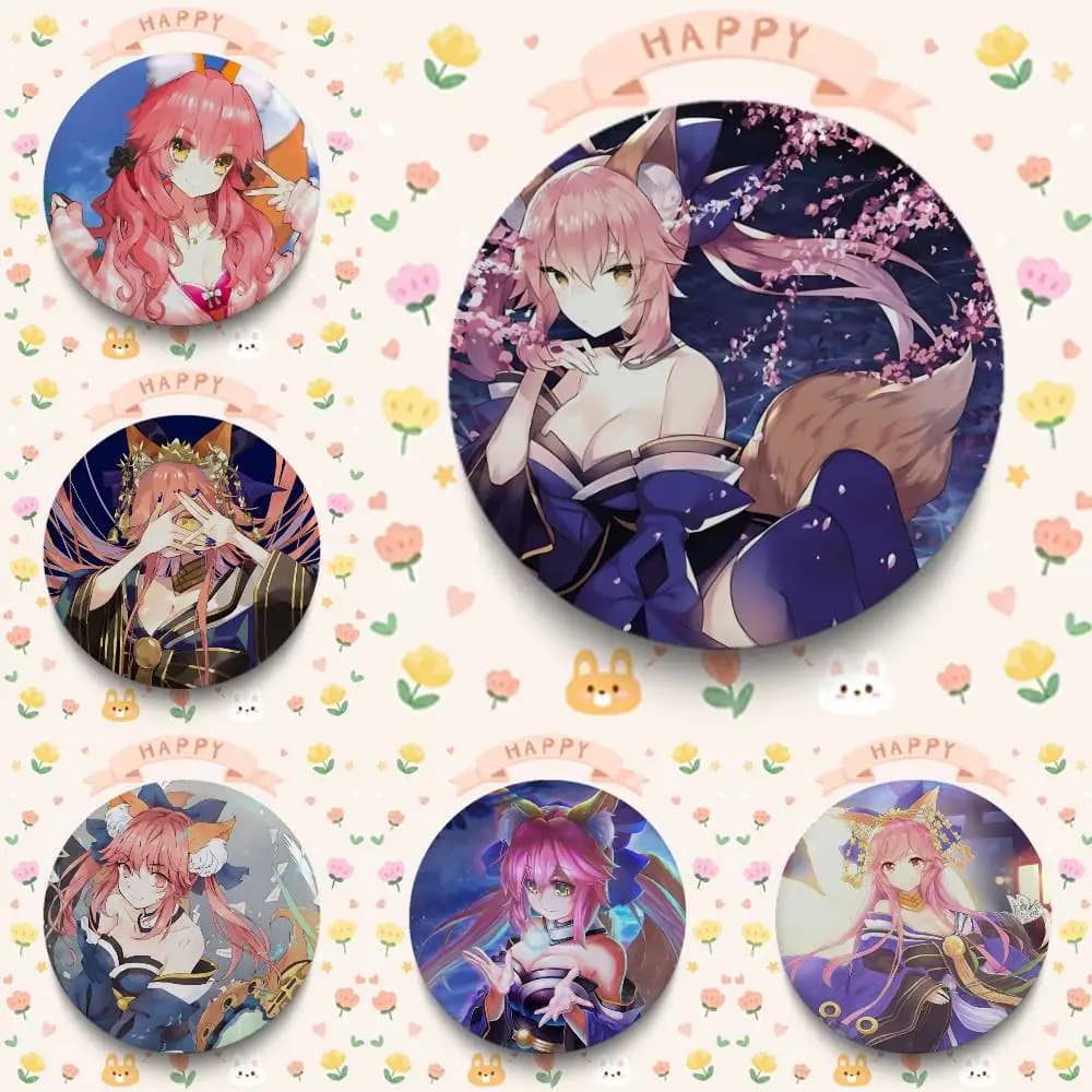 Anime Characters Tamamo No Mae Badges Creative Tinplate Soft Button Pins Animal Icon Brooch Lapel Backpack Badge S