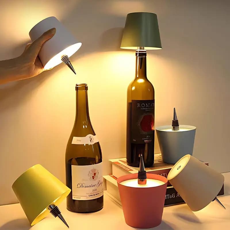Lampada a Bottiglia di Vino, Luce d'Atmosfera Romantica per Bar e Ristoranti, Lampada da Tavolo Creativa Portatile Ricaricabile, Luce Notturna a Bottiglia