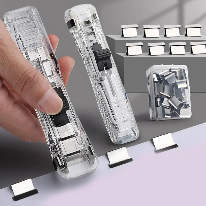 Clip di spinta in metallo riutilizzabile rimozione graffette fissaggio della carta organizzazione cucitrice morsetto di spinta rilegatura della carta File Office stazionario