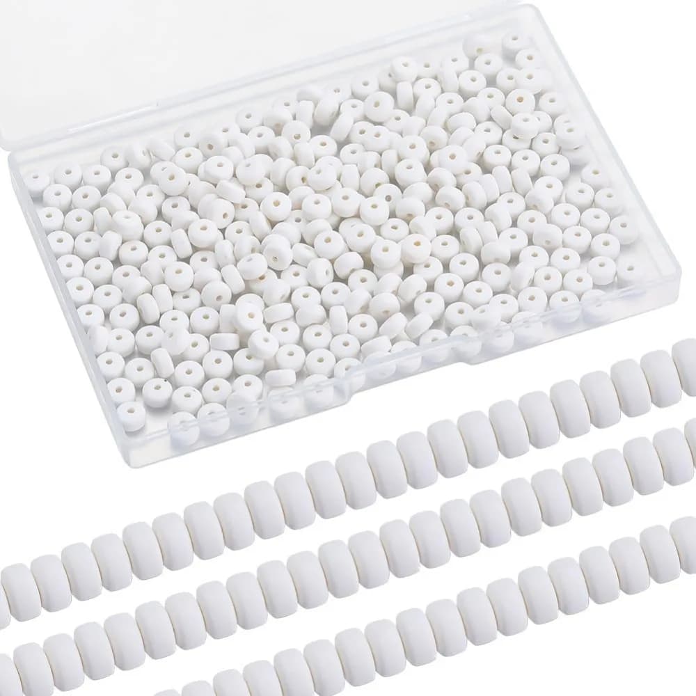 1 scatola 350 pezzi 6mm perline di argilla polimerica bianca sfuse piccole perline Heishi mini ricarica disco piatto rotondo distanziatore in vinile kit di creazione allentato