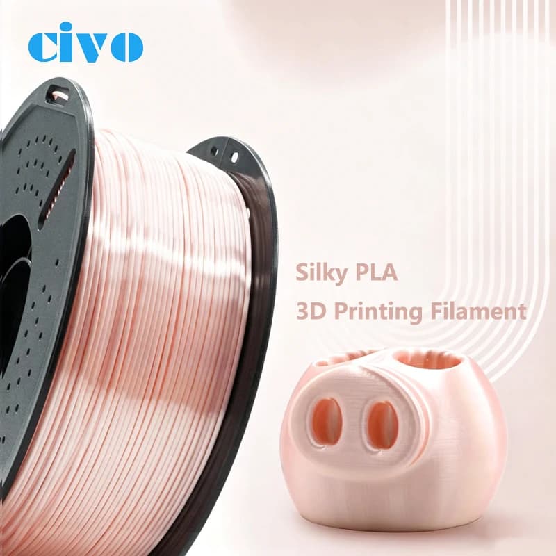 Civo 1kg 1.75mm Silky PLA+ Filament Rich Smooth Color Shiny Silk Texture Clog-Free 3D Printing Material