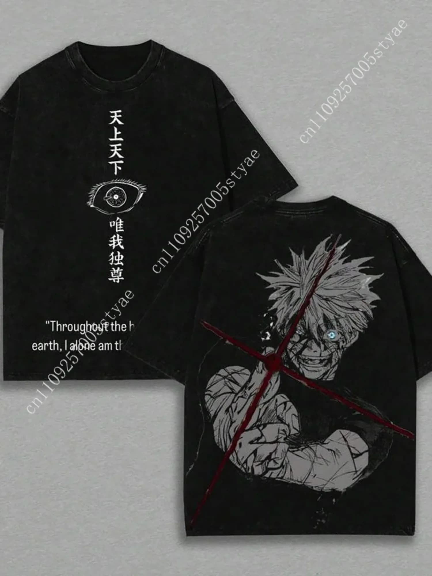 Gojo Satoru Graphic Tshirt Manga Clothing for Men Women Cotton T-shirts Retro Washed Tee Harajuku Casual T Shirt