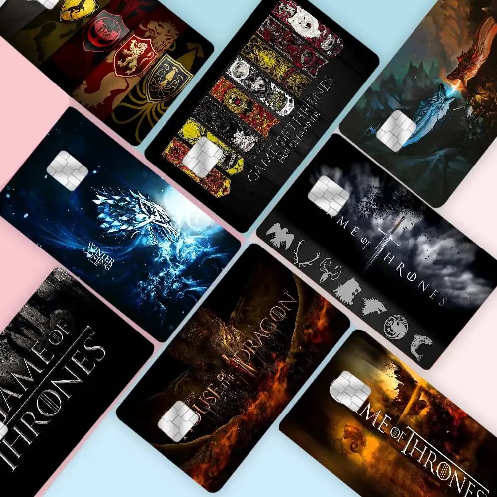 Pellicola Adesiva per Carte di Credito/Debito con Tema Game of Thrones, Design Anime Cartoon Orso, per Lato Anteriore