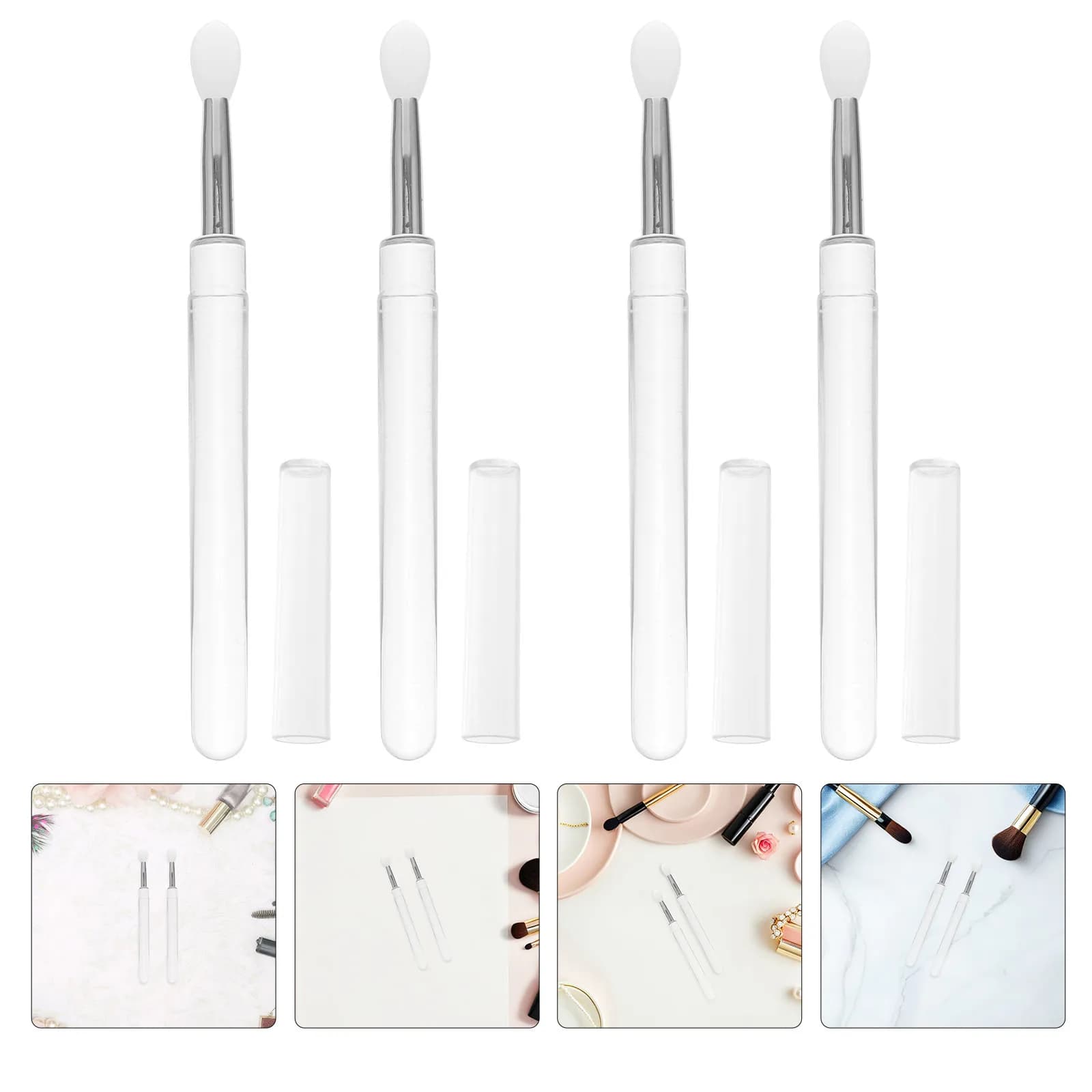Set di 30 Pennelli in Silicone per Trucco, Multifunzionali per Lucidalabbra, Correttore, Ombretto, Applicatori di Precisione con Punta Morbida, Portatili