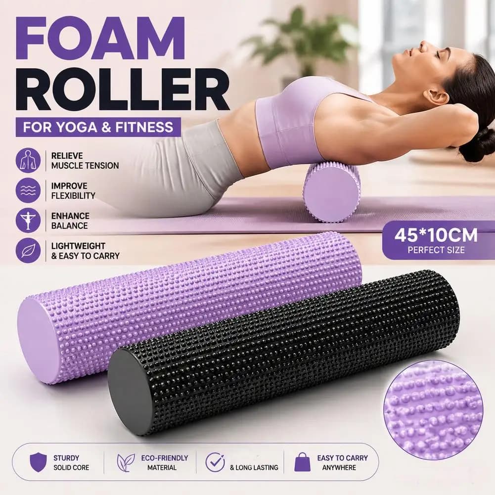 Yoga Foam Roller 45cm Solid EVA Muscle Massage Deep Tissue Stretching Fitness Equipment Recovery Tool