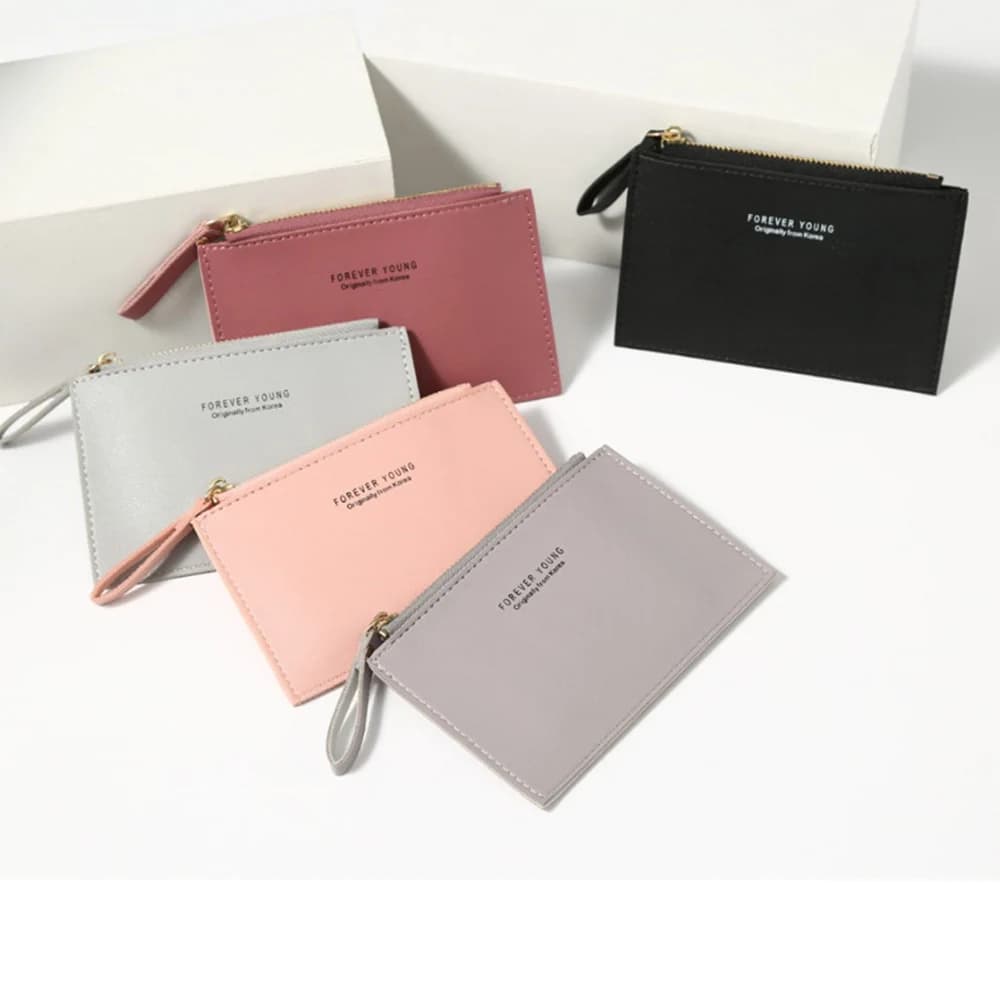Mini Business Card Case PU Wallet Name Card Holder Men's Women's PU Zipper Cash ID Card Credit Card Holder Holiday Gift
