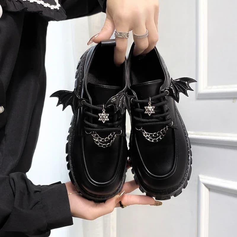 Scarpe Lolita Piattaforma Goth da donna Chunky Carino Comodo Elegante Scarpe da donna Scuola sociale Tacco medio Catena casual Punk da donna