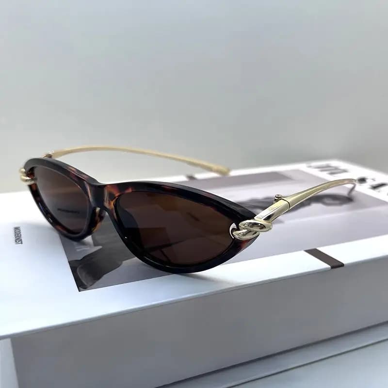 New cat's eye retro women's sunglasses European and American personalized knot fashionable outdoor small frame sunglasses