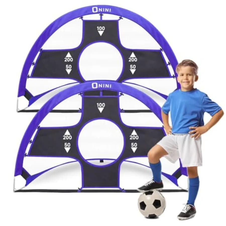 Porte da calcio pop-up da 6 piedi per giochi sportivi all'aperto: Rete da allenamento pieghevole portatile blu con bersaglio e borsa per il trasporto