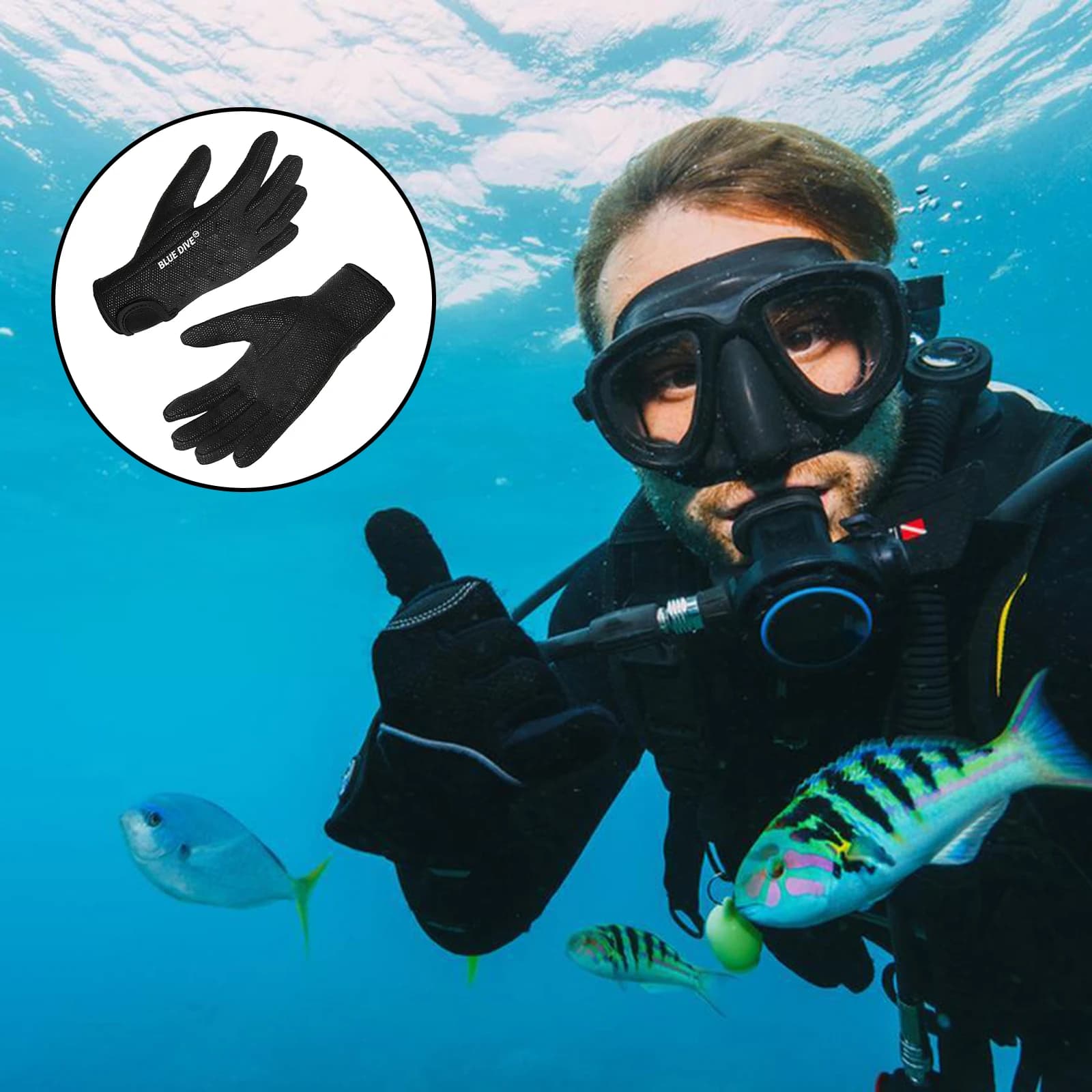 Snorkeling Diving Gloves Non-Slip 1.5mm Neoprene Water Sports Gear for Paddle Boarding Surfing Kayaking Warm Durable