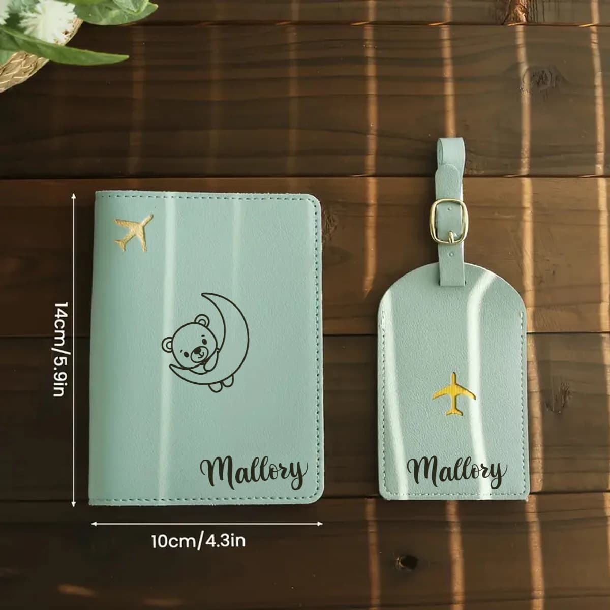 Set Personalizzato di Porta Passaporto e Etichetta Bagaglio, Regalo per Insegnanti, Porta Passaporto in Pelle Resistente