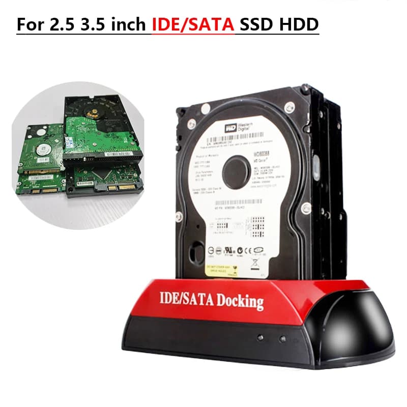 Docking station per lettore SSD HDD per disco rigido SATA IDE da USB a 2,5/3,5" Scatola per disco esterno a doppia baia