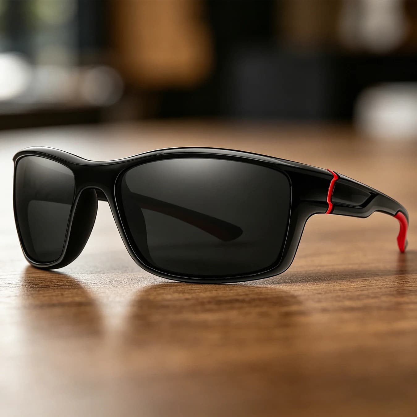 Classic Stylish Sports Sunglasses for Men and Women - UV400 Black Red Frame Driving & Cycling Eyewear for Outdoor Activities
