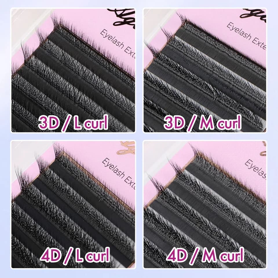 LM (LU) Curl W Shape Eyelash Extensions Automatic Flowering YY 3D 4D Hand Fabric Premium Soft Facial Fawn Cilias