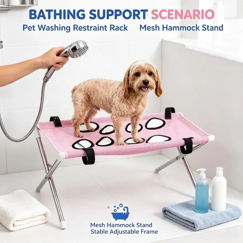 Portable Foldable Pet Grooming Bath Hammock Adjustable Mesh Restraint Support Rack for Dog Cat Washing Bathing Drying Grooming U