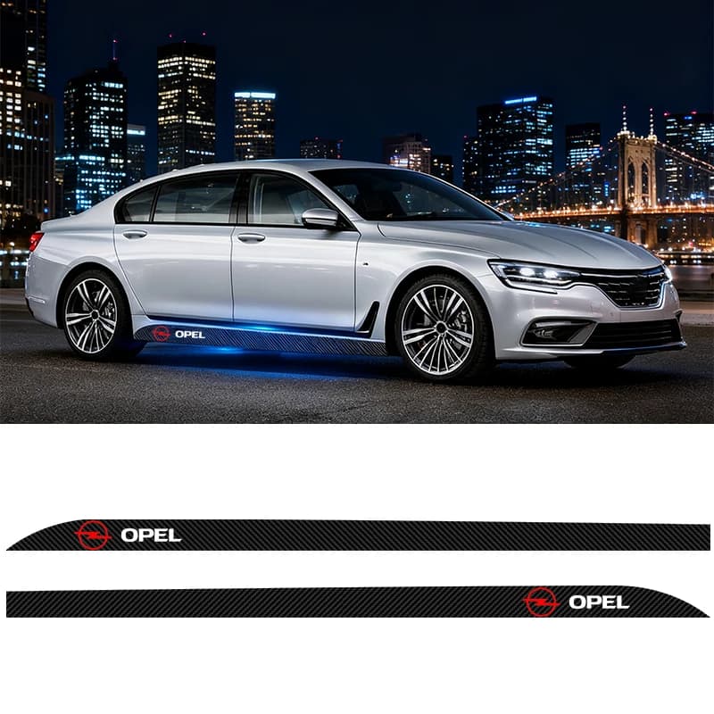 2 Pieces Decorative Carbon Fiber Stickers for Doors and Mini skirts Auto, for Opel Insignia Astra Antara Meriva Zafira H G Corsa