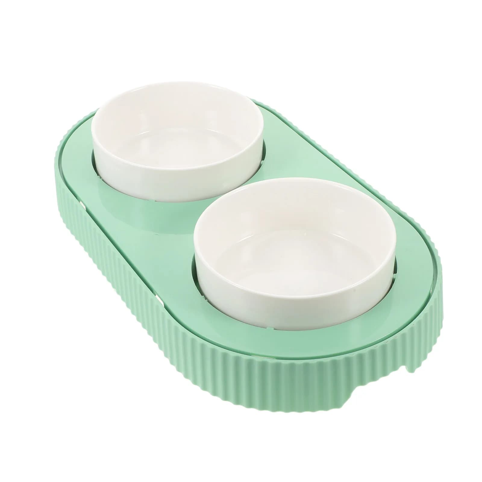 Set di 1 Ciotola Riscaldata in Ceramica per Gatti, Doppia Ciotola Staccabile, Scaldavivande Termico per Interni, Ciotola Riscaldata Invernale per Animali Domestici