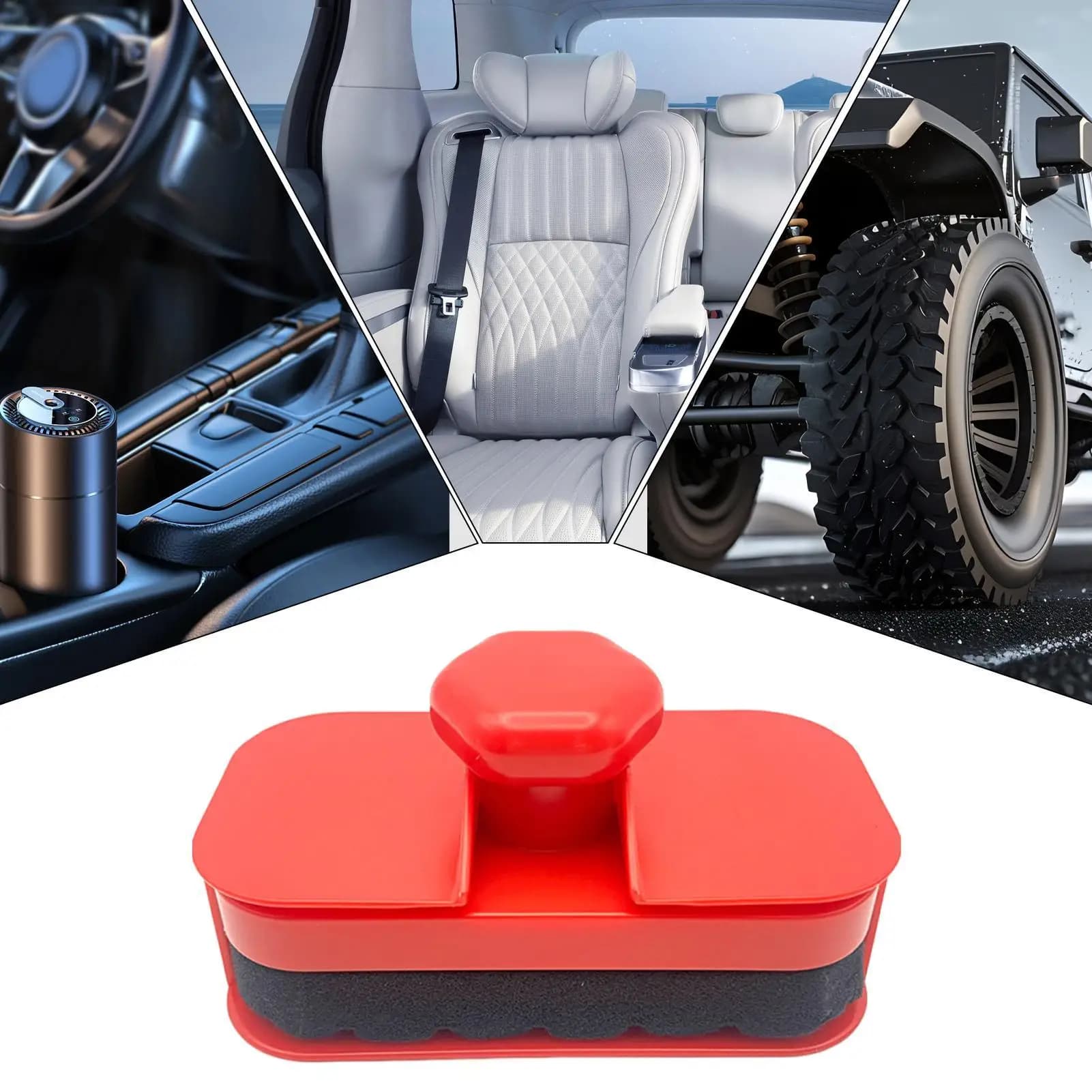 Applicatore di cera per auto in spugna per lucidatura dei pneumatici con coperchio Spazzola riutilizzabile per la cura dell'auto Ruota per la pulizia Applicazione dei dettagli dei finiture interne