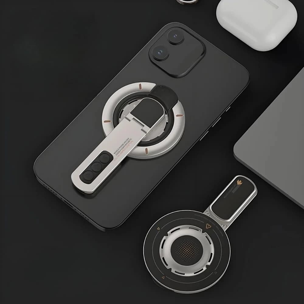 Double‑Sided Magnetic Phone Ring Stand, 360° Rotatable ABS Desk Holder Decompression Finger Grip for iPhone 17 16 15 Pro