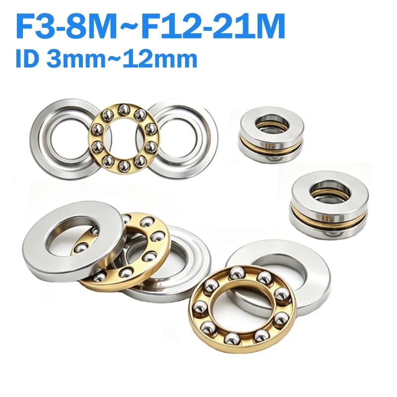 Cuscinetto a sfere assiale miniaturizzato F3-8M a F12-21M/F4-9M/F4-10M/F5-10M~F12-21M, cuscinetto a sfere assiale piana ID: 2~12mm per stampante 3D