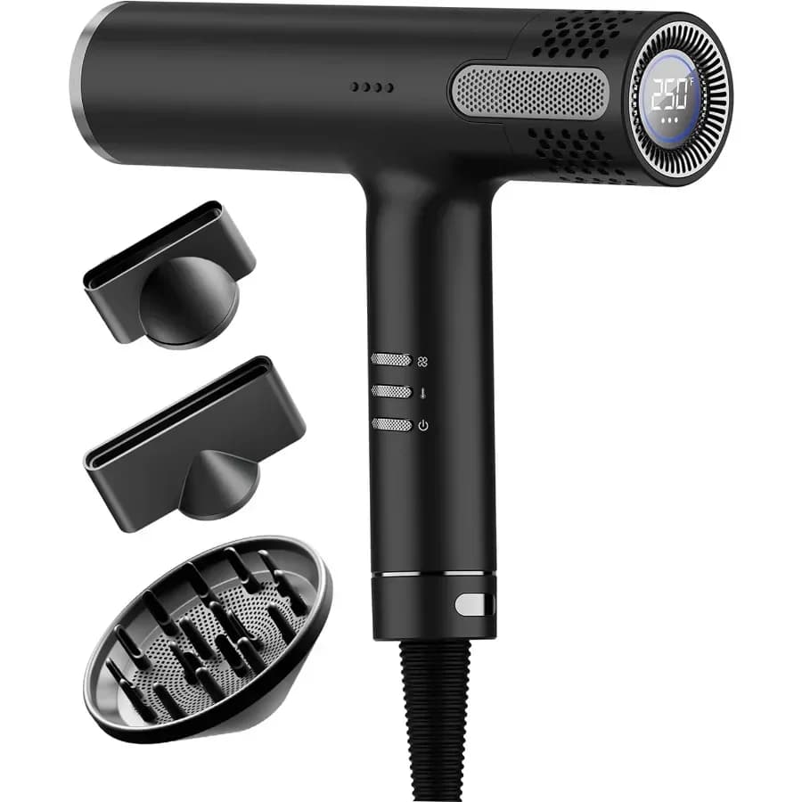 Asciugacapelli con diffusore Asciugacapelli ionico professionale per donna Design compatto e leggero Asciugatura rapida Intelligente 4 Calore 3 A