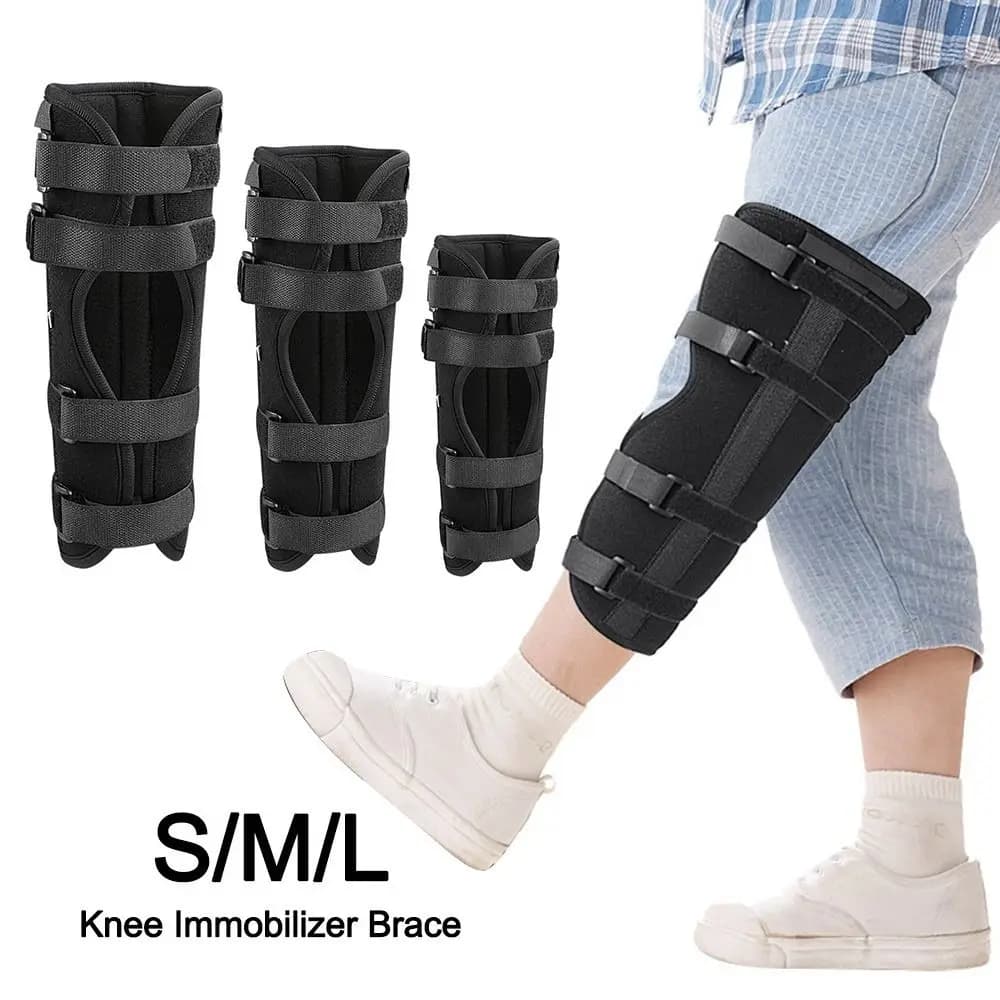 Tutore immobilizzatore per ginocchio Ginocchiera traspirante e stabilizzatore Tutore di supporto per gamba intera per il recupero chirurgico, lesioni al ginocchio
